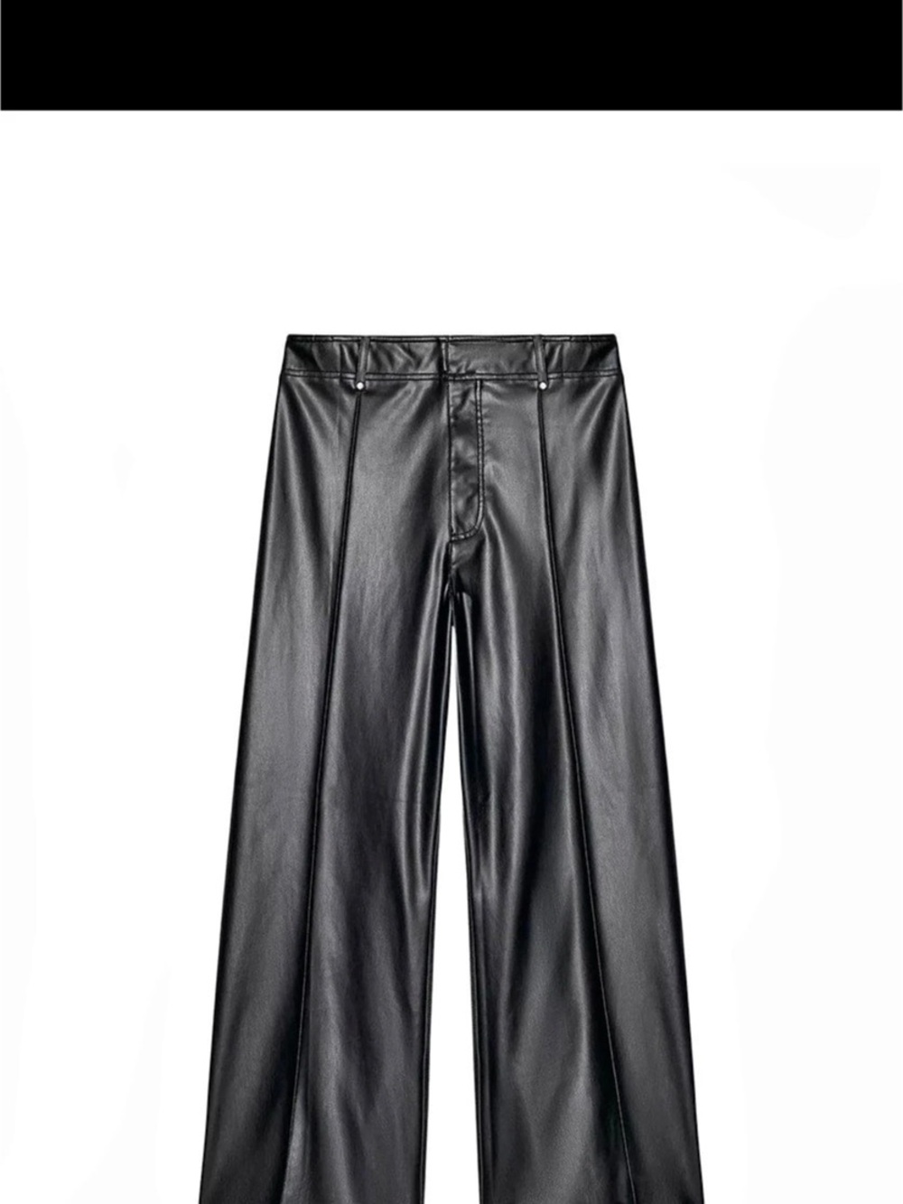 Faux Leather Tailored Wide Leg Pants Black